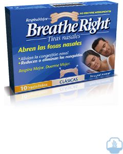 Breathe right tiras nasales clásicas 10 und