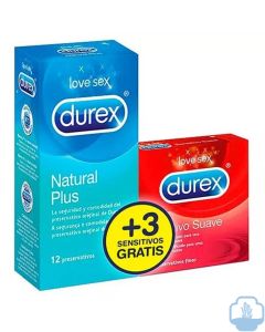 Durex Natural Plus 12 Preservativos + 3 sensitivo de Regalo 