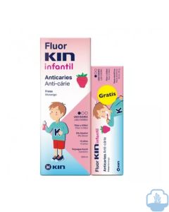 Fluor kin colutorio infantil fresa 500ml + regalo pasta anticaries 50ml